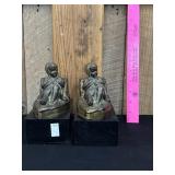 Antique Art Deco Heavy Bronzed Finish Bookends
