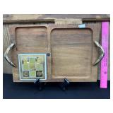 Georges Briard Gold Sun Teakwood Tray