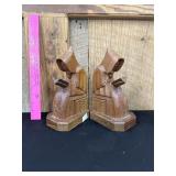 Antique Hand Carved Priest Teakwood Bookends