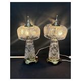 2 Vintage Beyer Bleikristall Crystal  Lamps Heavy