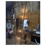 Vintage Firemans Wood Ladder W/ Lights Decor