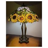 Leaded Stained Glass Sunflower Shade Table Lamp