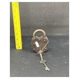 Antique Iron Padlock W/ Keys