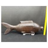 Hand Carved Japanese Jizai Kagi Wood Fish