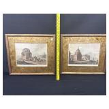 2 Retro Gold Framed Middle Eastern Prints