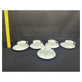 5 Haviland Limoge Vallee Cups & Saucers