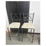 2 Metal Framed Cloth Seat Barstools