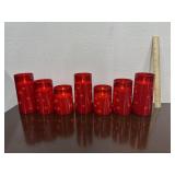 Set Of Red Flameless Pillar Candles