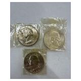 3 Uncirculated Silver Washington Quarters