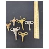 6 Antique Clock Keys Different Makers