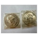 2 1951 Uncirculated Silver Washington Quarters