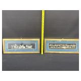 2 Mid Century Gold Frame prints Cherubs Working
