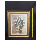 Gold Gilt Wood Frame Urn W/ Flowers