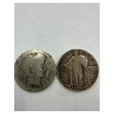 Silver 1928 Standing Liberty 1914 Quarters