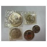 5 Silver Proof Benjamin Half Washington Roosevelt