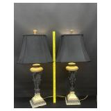 2 Vintage Black & Gold Table Lamps