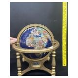 Vintage Blue Ocean Gold World Globe W/ Gold Stand
