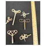 6 Antique Clock Keys Different Makers