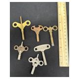 6 Antique Clock Keys Different Makers