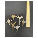 6 Antique Clock Keys Different Makers