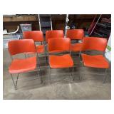 6 Orange Metal 40/4 David Rowland Chairs