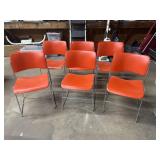 6 Orange Metal 40/4 David Rowland Chairs
