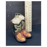 Vintage Cowboy Boots Glass Christmas Ornament