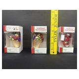 3 Vitnage Glass Christmas Ornaments In Boxes