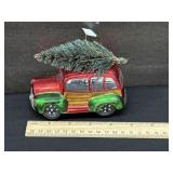 Vintage Car Carrying Tree Christmas Ornament