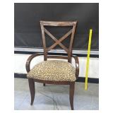 Europeon Wood Arm Chair W. Leopard Print Seat