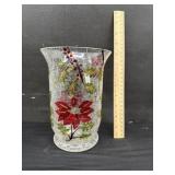 Crackle Glass Poinsettia Candle Holder