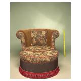 Barrel Back Upholstered Accent Chair W/ Ottoman
