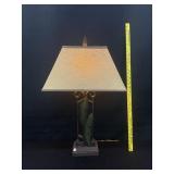 Metal Base Leaf Lamp Wicker Style Shade