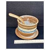 Vintage Art Pottery Bean Pot W Server