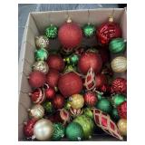 Large Lot of Green and Red Christmas Ornaments