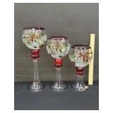 Valerie Parr Hill Glass Candle Holders Poinsettia