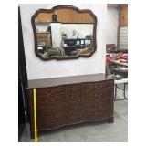 Vintage 12 Drawer Kindel Inlaid Dresser W/ Mirror