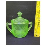 Antique Vaseline Uranium Glass Lidded Sugar