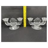 2 Vintage Fostoria Double Arm Candlestick Holders