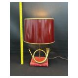 Vintage Brass Horn & Book Lamp