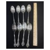 8 Sterling Silver Gorham King Edward Teaspoons