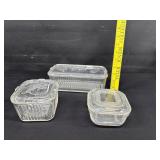 3 Vintage Federal Glass Refrigerator Dishes