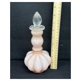 Vintage Fenton Pink Melon Perfume Bottle 9'