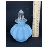 Vintage Fenton Blue Melon Perfume Bottle 4 3/4'