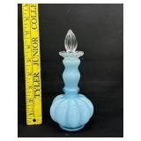 Vintage Fenton Blue Melon Perfume Bottle 7'