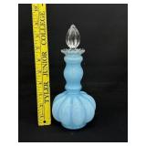 Vintage Fenton Tall Blue Melon Pefume Bottle 8 3/4