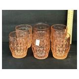 6 Pink Depression Jeanette Glass Tumblers 1930's