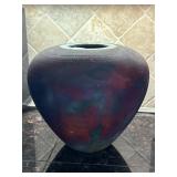 9' Raku Pottery Vase By Leslie Mitchell