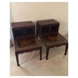 2 Vintage Mahogany 2 Tier Step End Tables