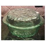 Vintage Libby Orchard Fruit Green Round Casserole